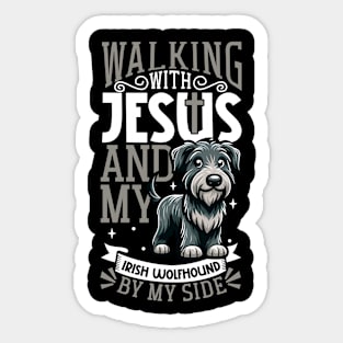 Jesus and dog - Irish Wolfhound Sticker